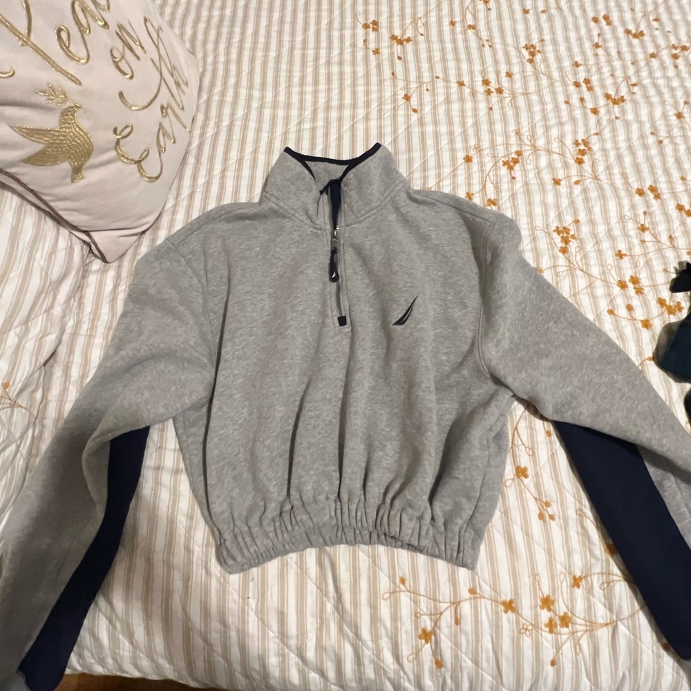 reworked cropped nautica quarterzip!
